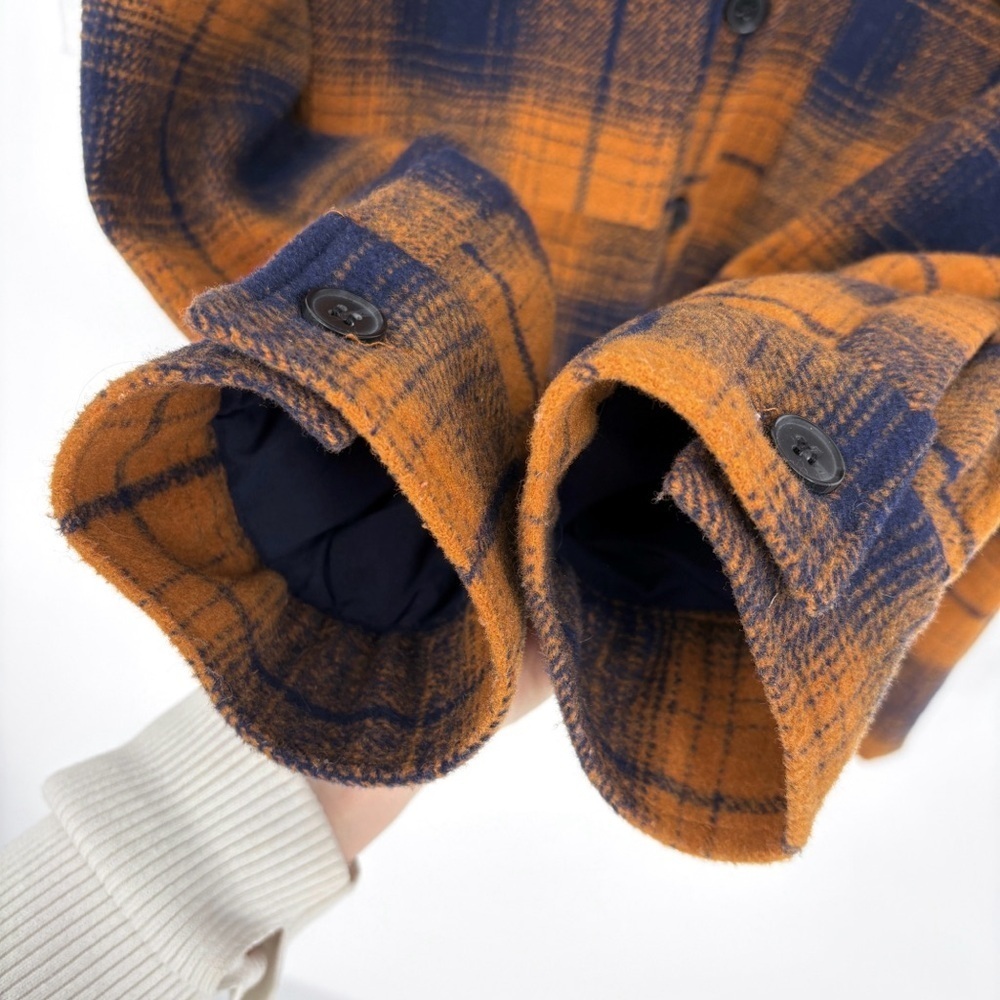 AMANDA UPRICHARD Hollis Shirt Jacket in Navy Gold Plaid M - Picture 7 of 11